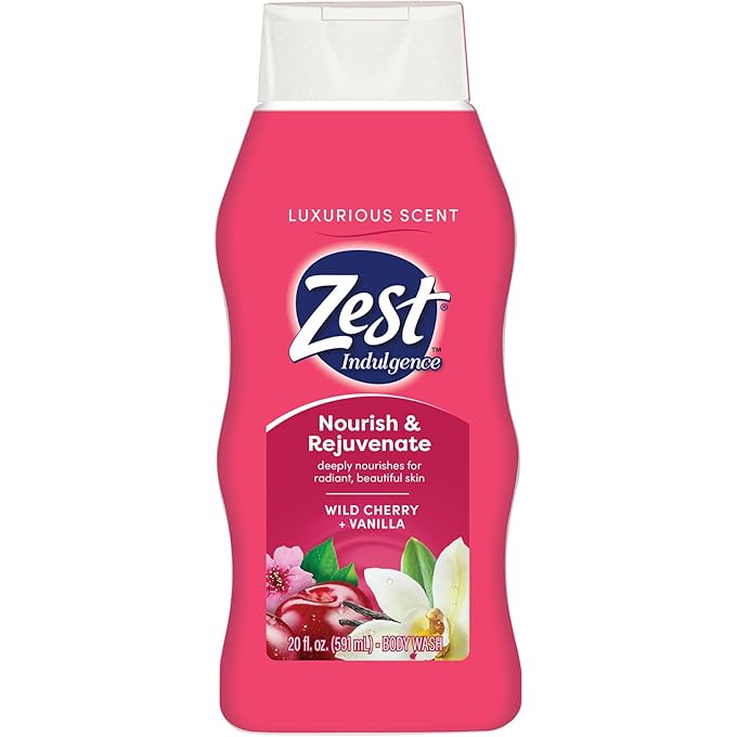 Zest Body Wash - Infused with Wild Cherry and Vanilla - Hydrating Body Soap - Suitable for All Skin Types - Wild Cherry and Vanilla - 20 oz